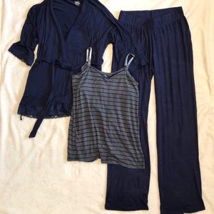 3 piece nursing pajama robe set